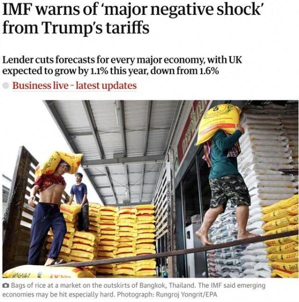 广盛网 外媒：IMF警告关税将带来重大负面冲击